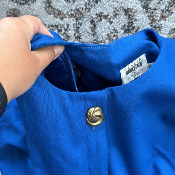 Vintage Leslie Fay for Lord & Taylor Button Down Dress Blue 16 - Picture 6 of 7